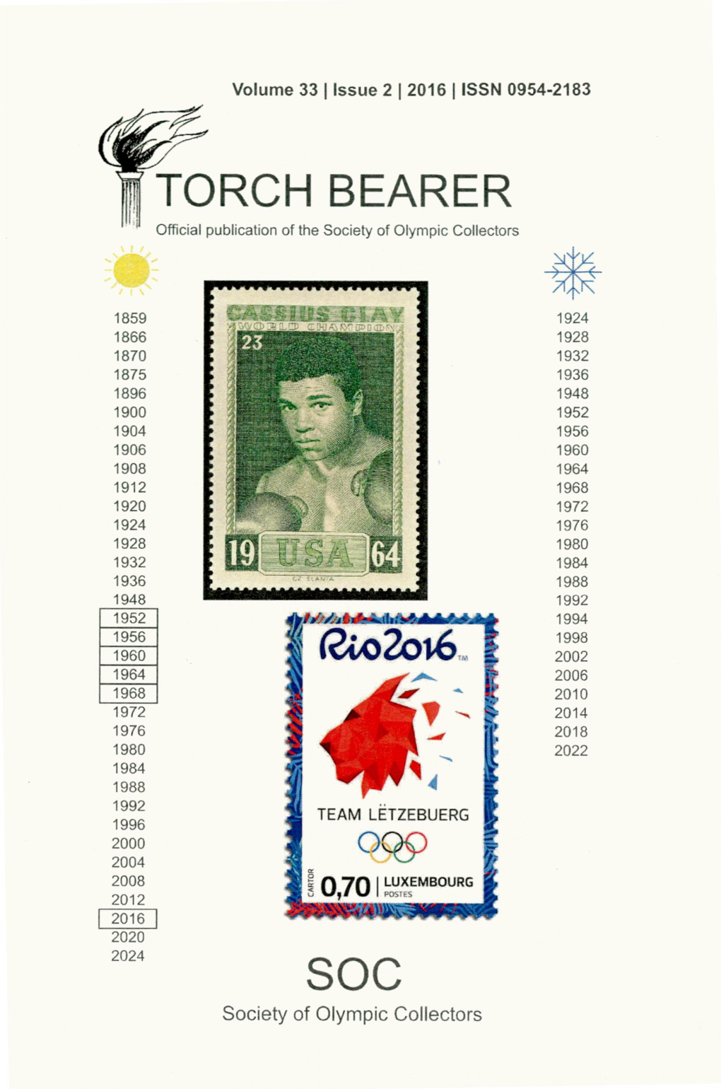 TORCH BEARER Official Publication of the Society of Olympic Collectors