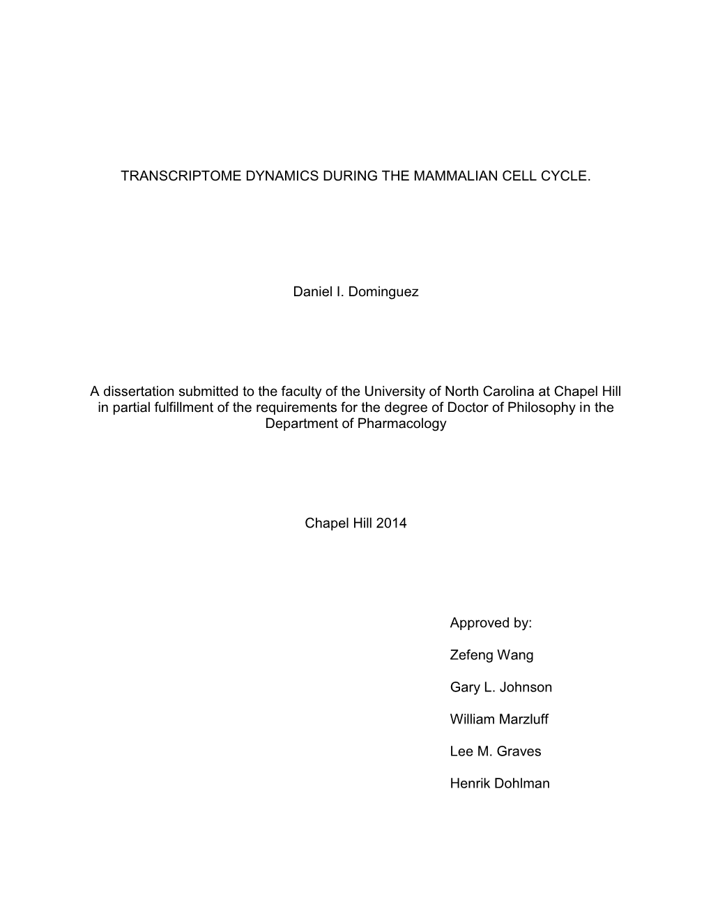 Transcriptome Dynamics During the Mammalian Cell Cycle