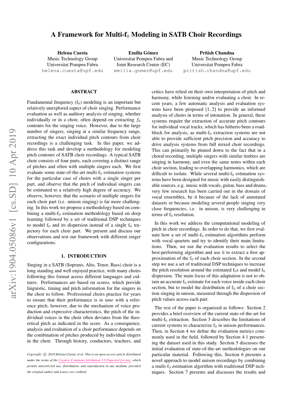 A Framework for Multi-F0 Modeling in SATB Choir Recordings