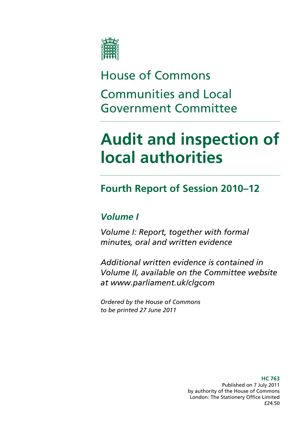 Audit and Inspection of Local Authorities