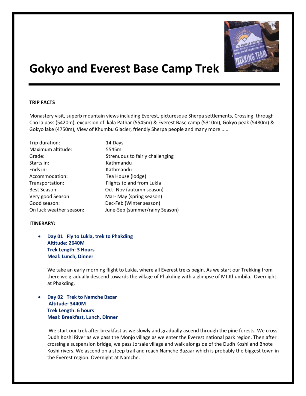 Gokyo and Everest Base Camp Trek