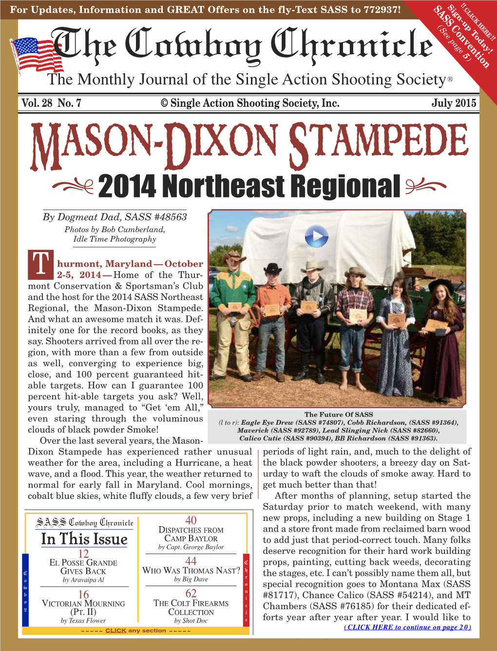 July 2015 MASON- DIXON STAMPEDE .,2014 Northeast Regional by Dogmeat Dad, SASS #48563 Photos by Bob Cumberland, Idle Time Photography