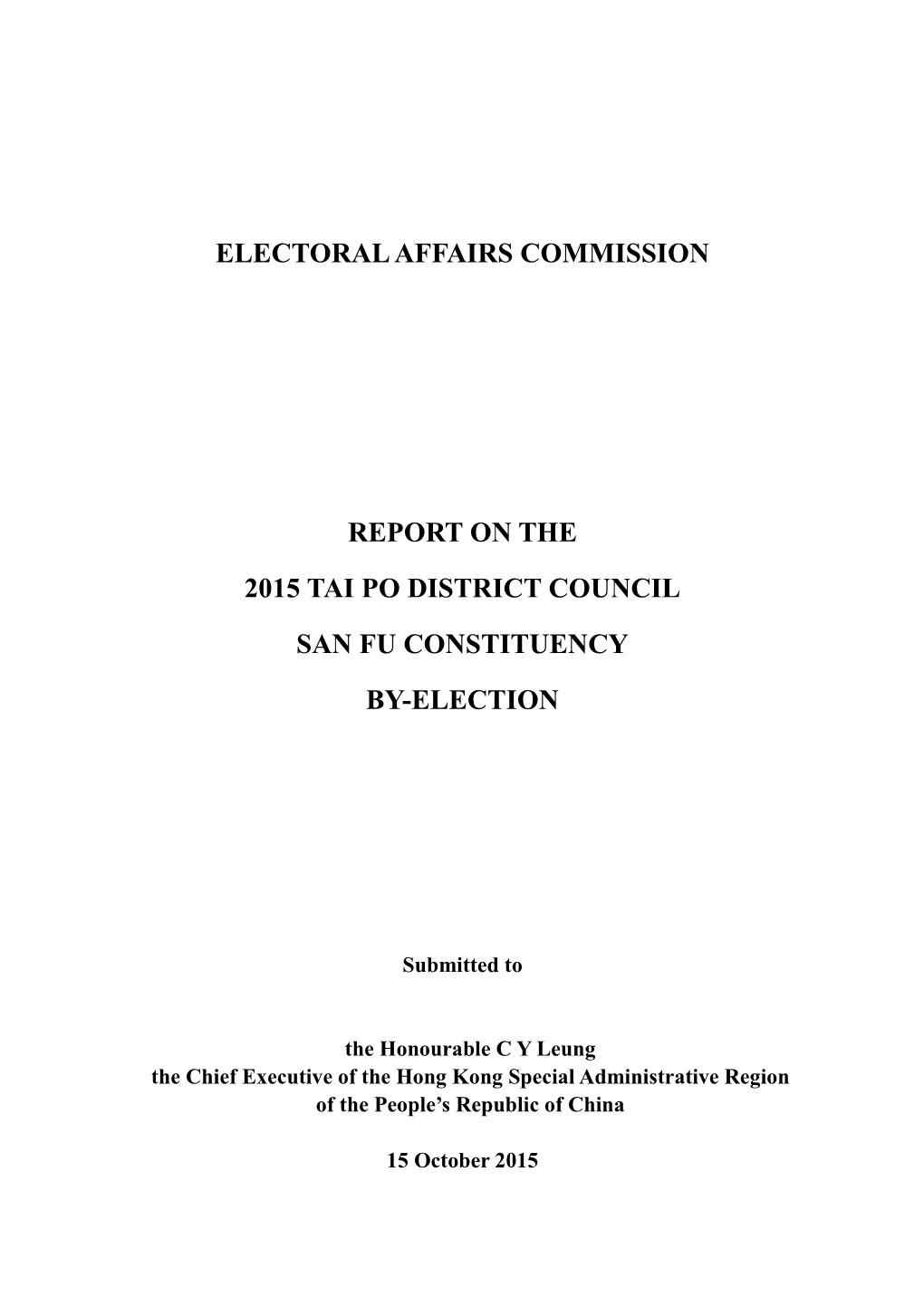 Electoral Affairs Commission Report on the 2015 Tai Po District Council San