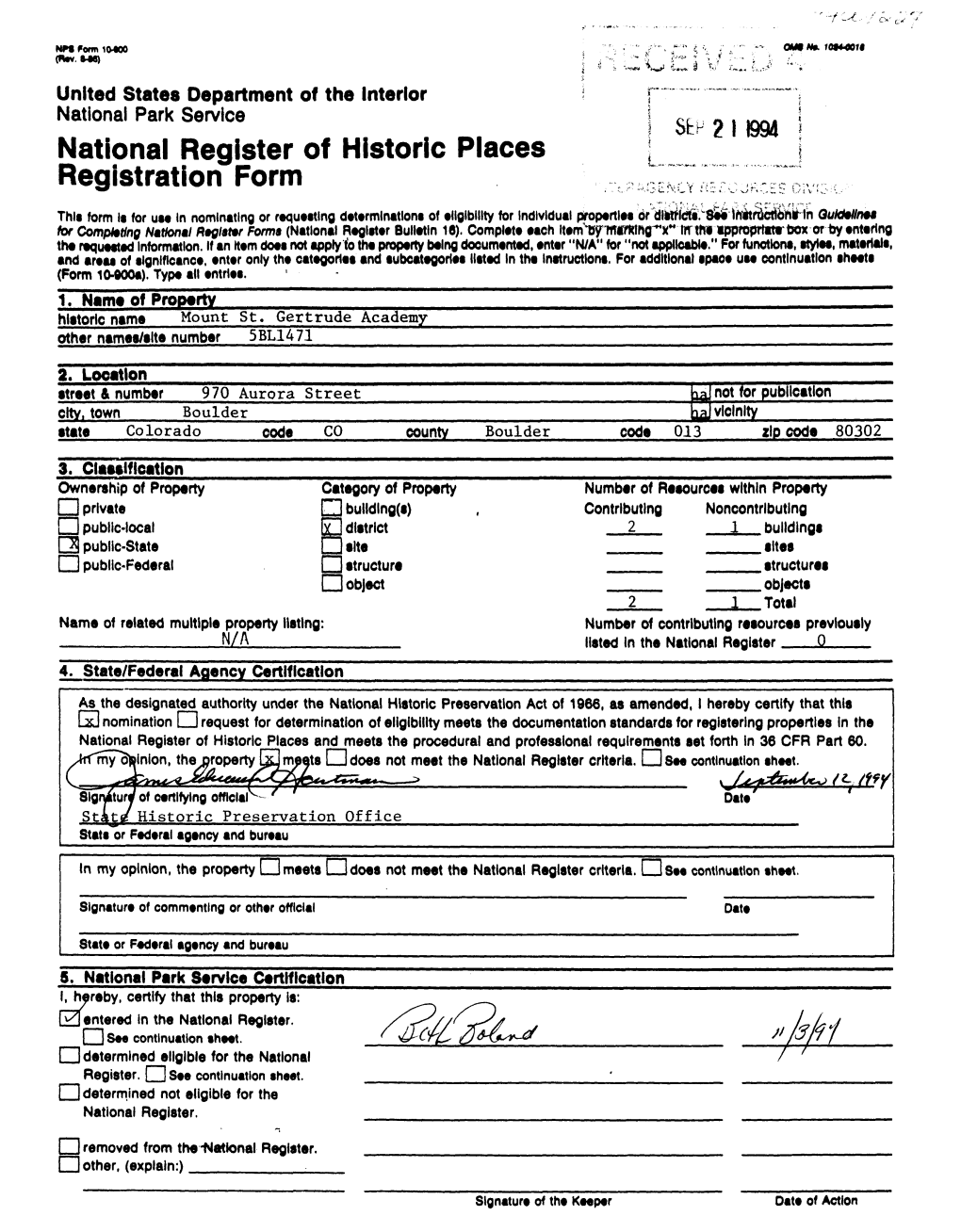 National Register of Historic Places Registration Form