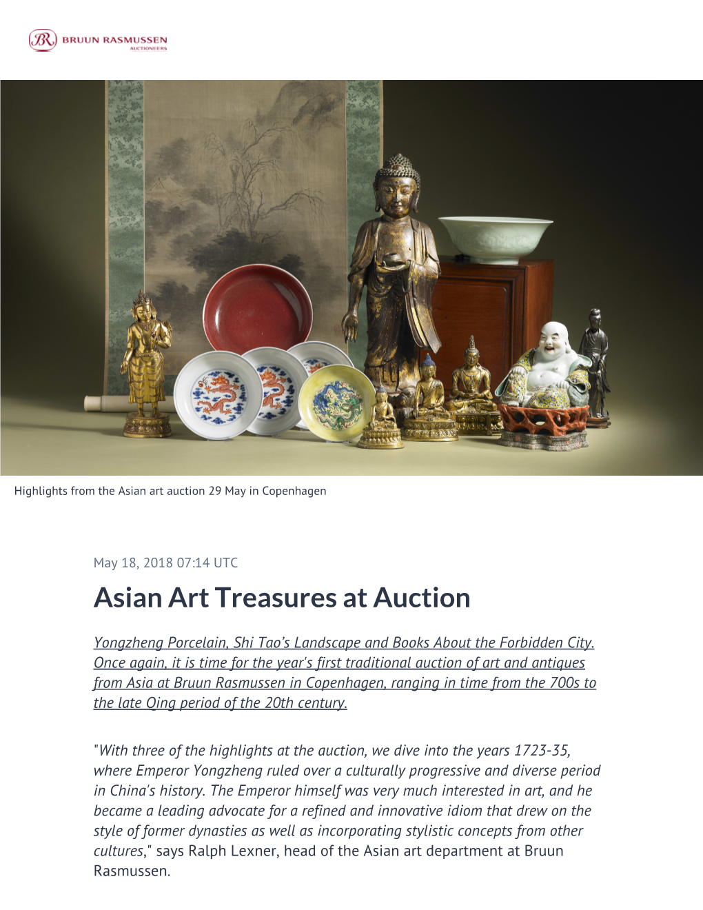 Asian Art Treasures at Auction