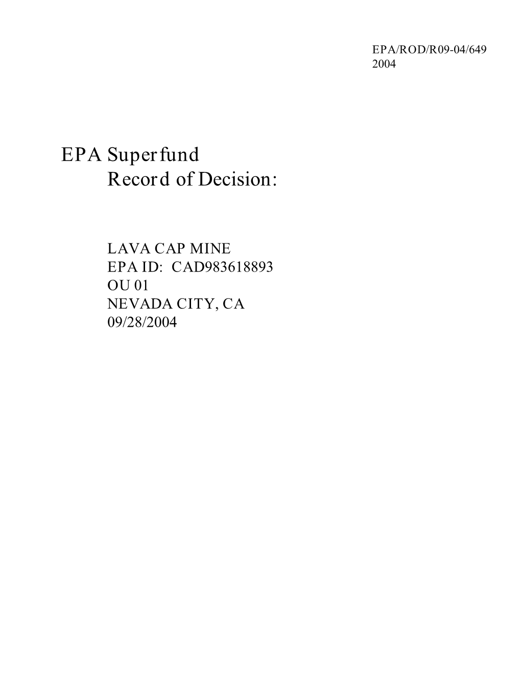 Record of Decision