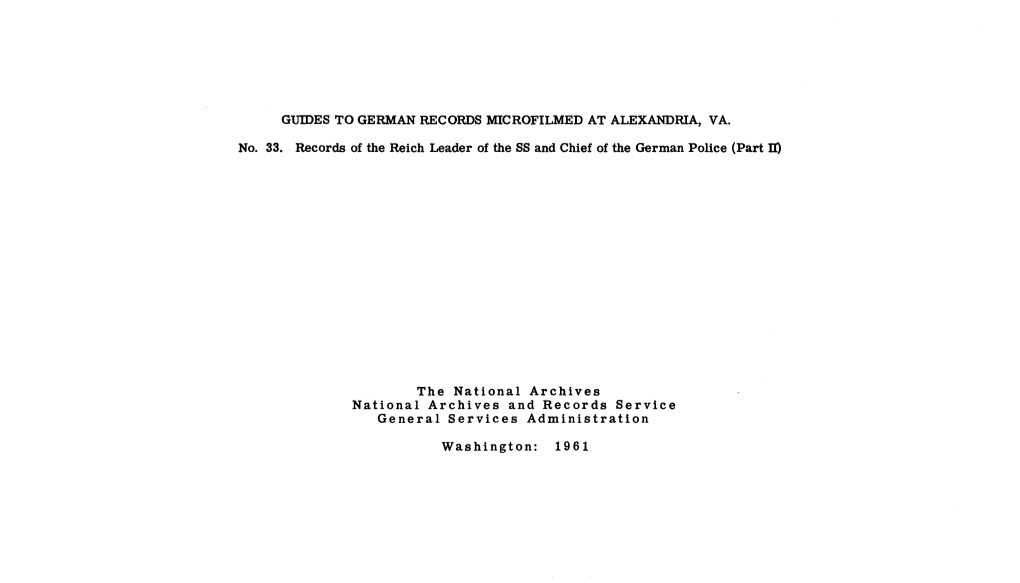 Guides to German Records Microfilmed at Alexandria, Va