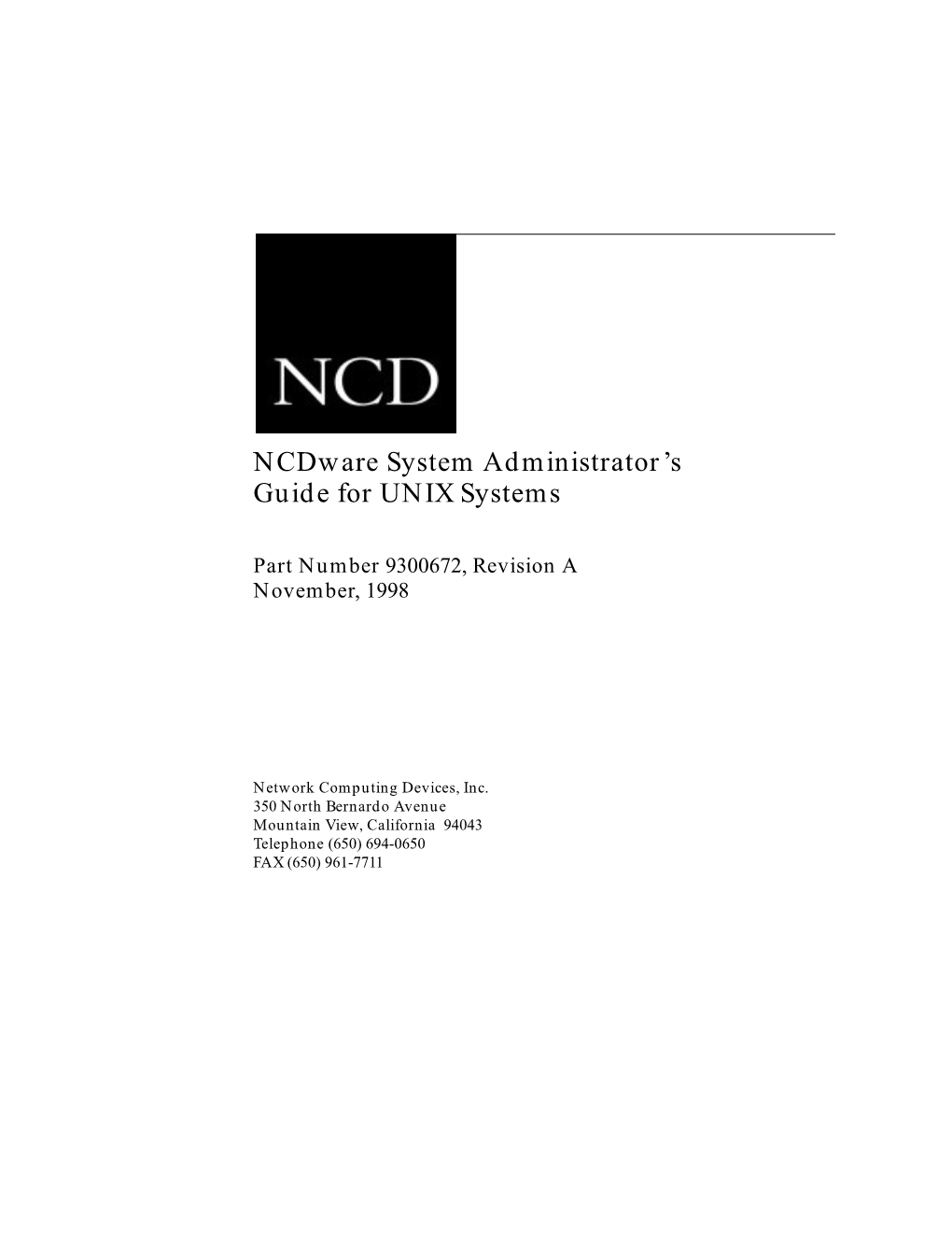 Ncdware System Administrator's Guide for UNIX Systems