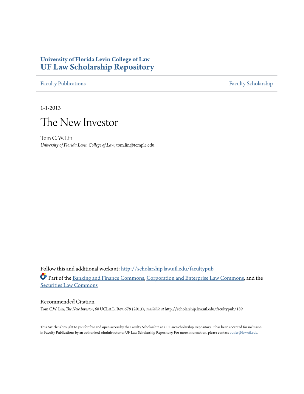 The New Investor, 60 UCLA L