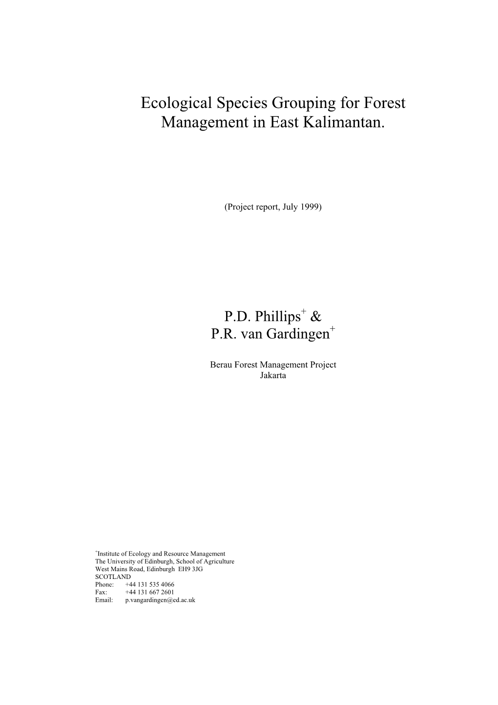 Ecological Species Grouping for Forest Management in East Kalimantan