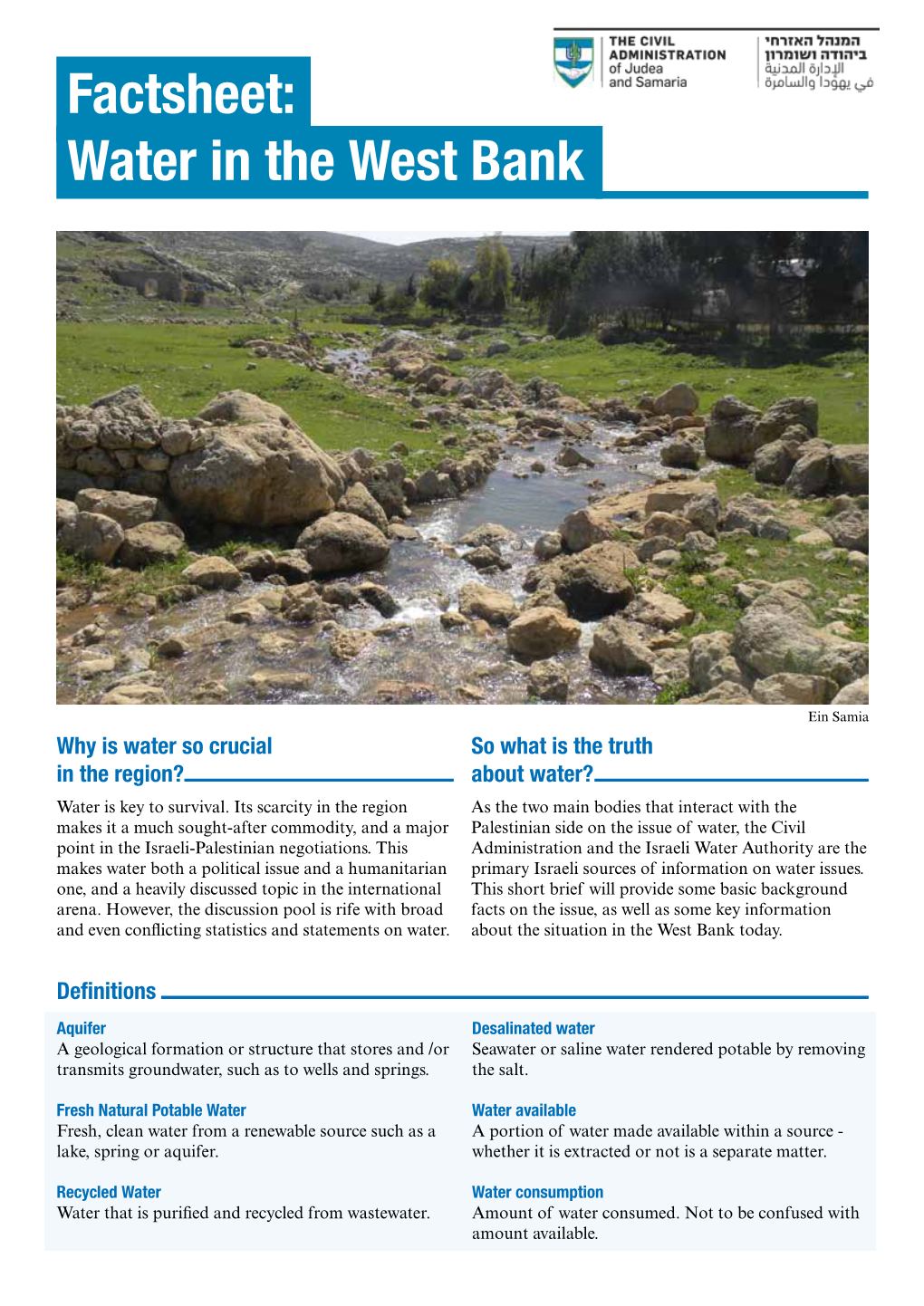 Factsheet: Water in the West Bank