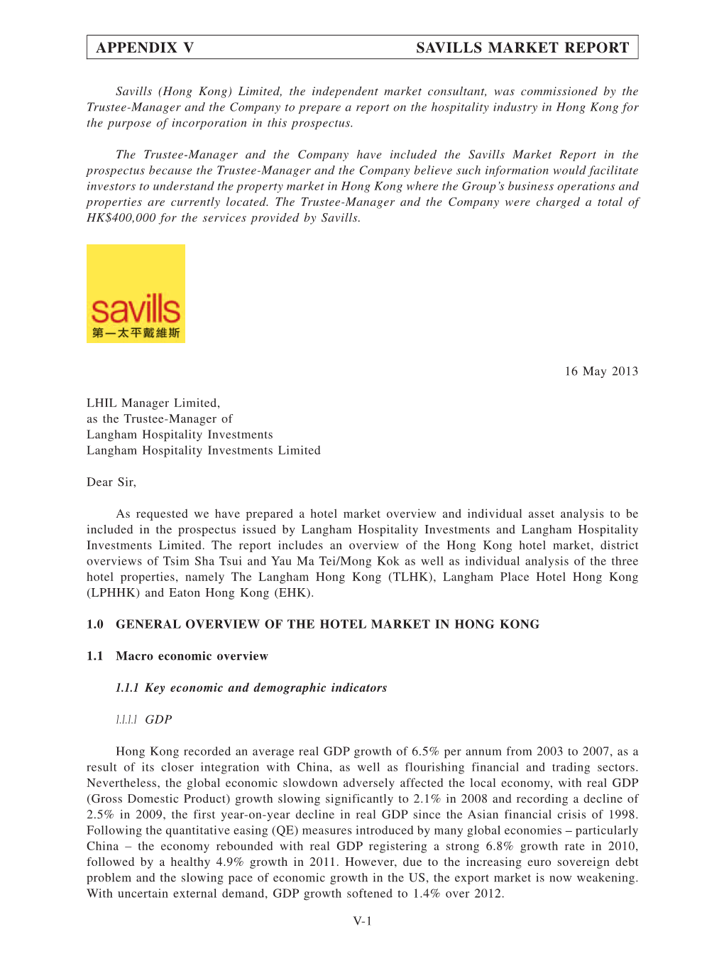 Appendix V Savills Market Report