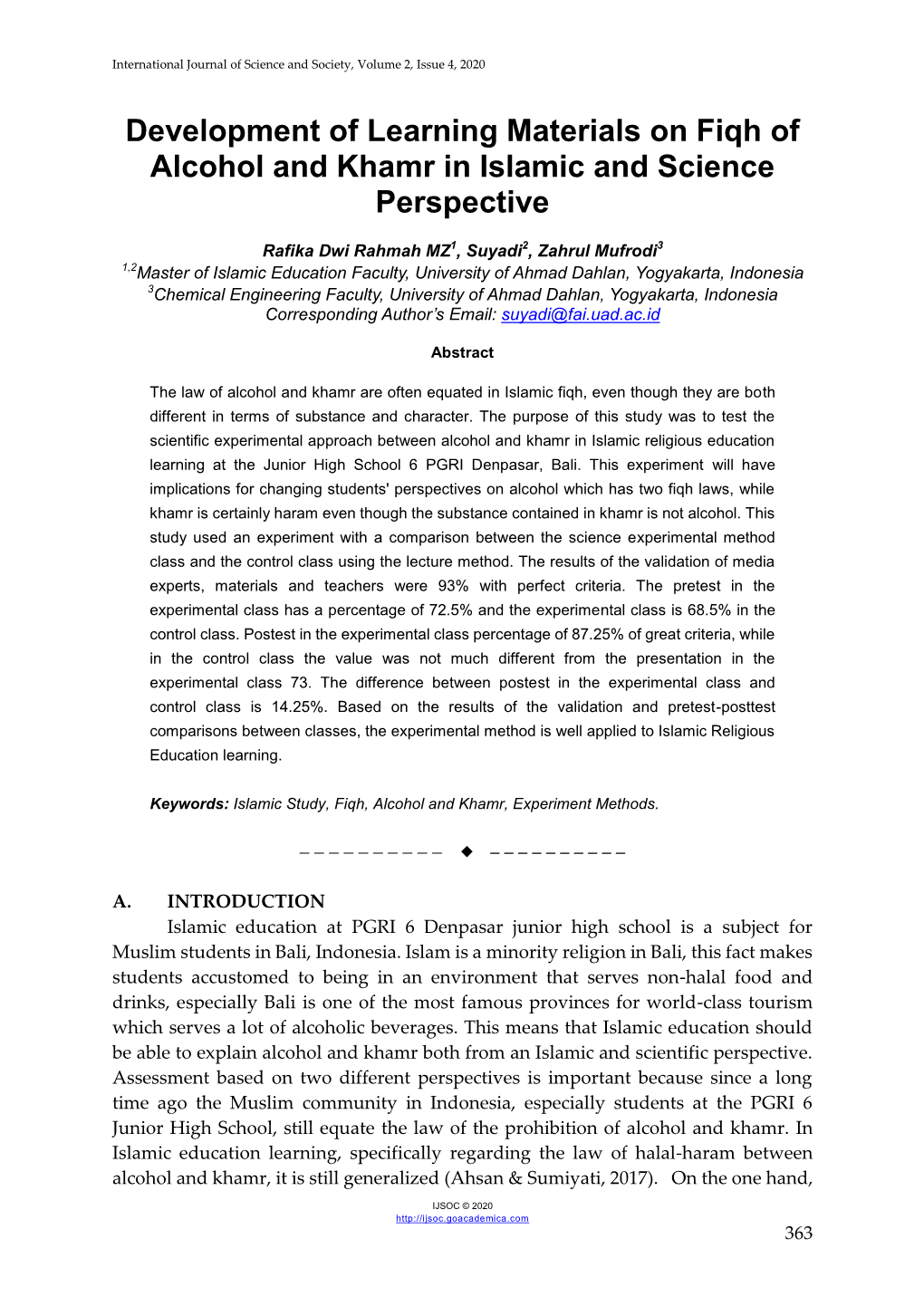 Development of Learning Materials on Fiqh of Alcohol and Khamr in Islamic and Science Perspective