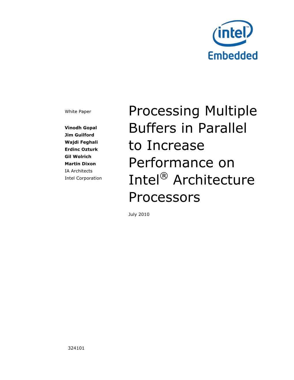 Processing Multiple Buffers in Parallel to Increase Performance on Intel