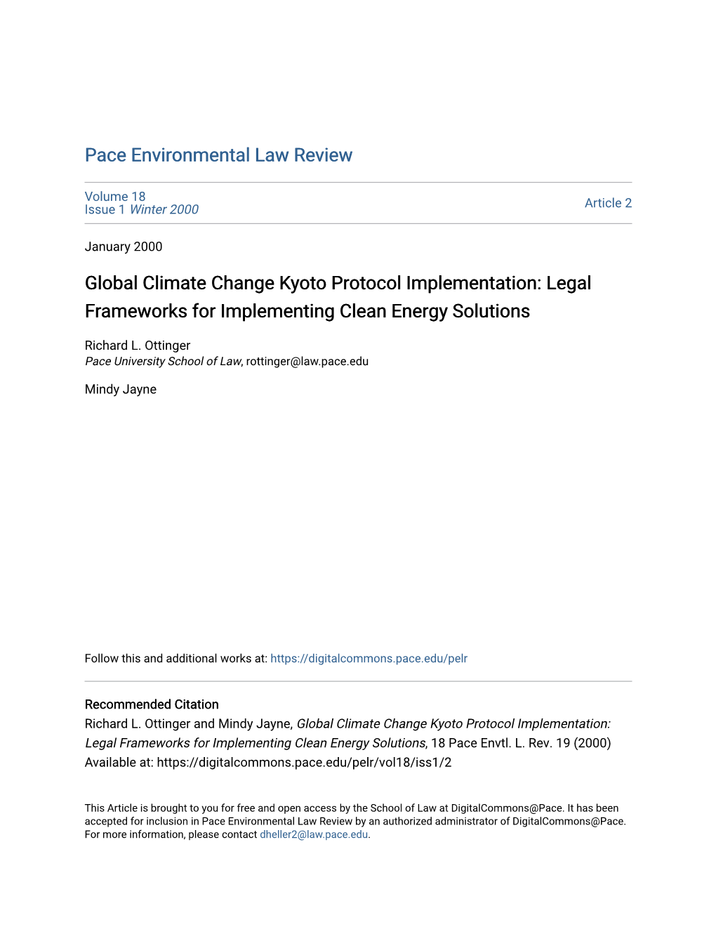 Global Climate Change Kyoto Protocol Implementation: Legal Frameworks for Implementing Clean Energy Solutions
