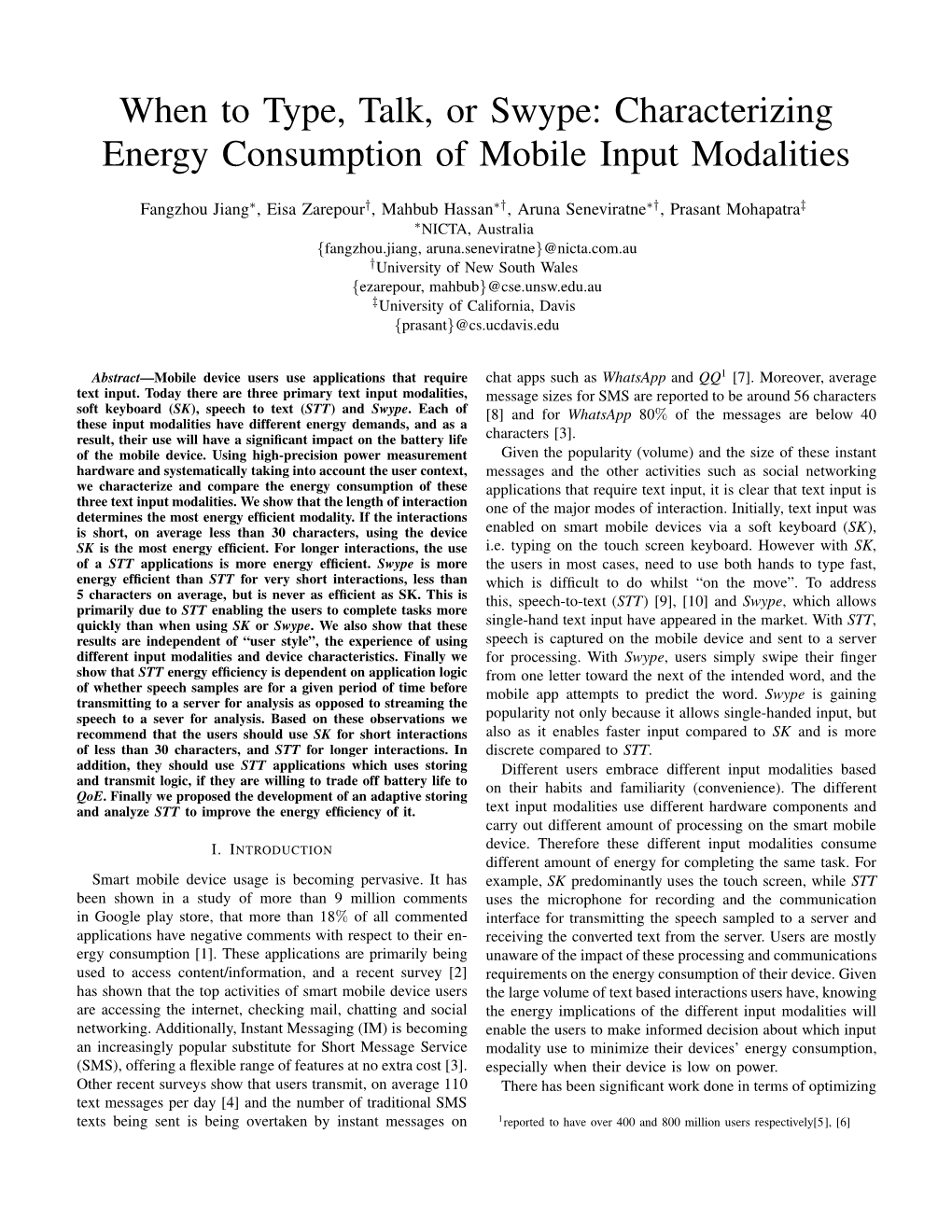 When to Type, Talk, Or Swype: Characterizing Energy Consumption of Mobile Input Modalities