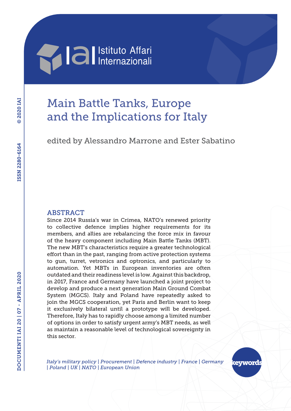 Main Battle Tanks, Europe and the Implications for Italy