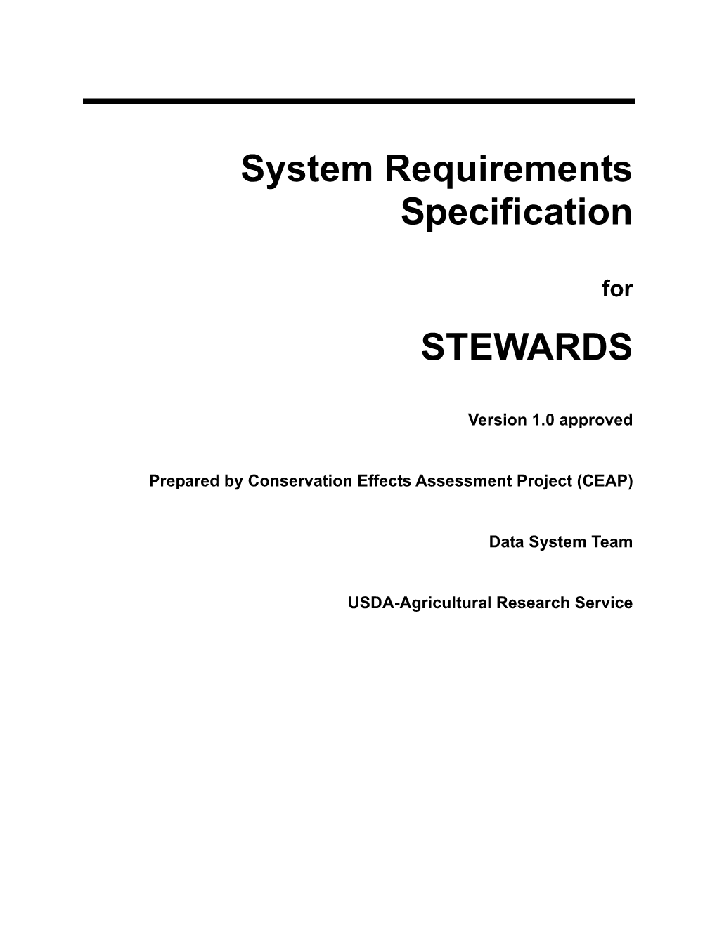 System Requirements Specification STEWARDS