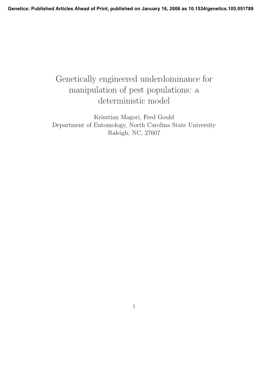 A Deterministic Model