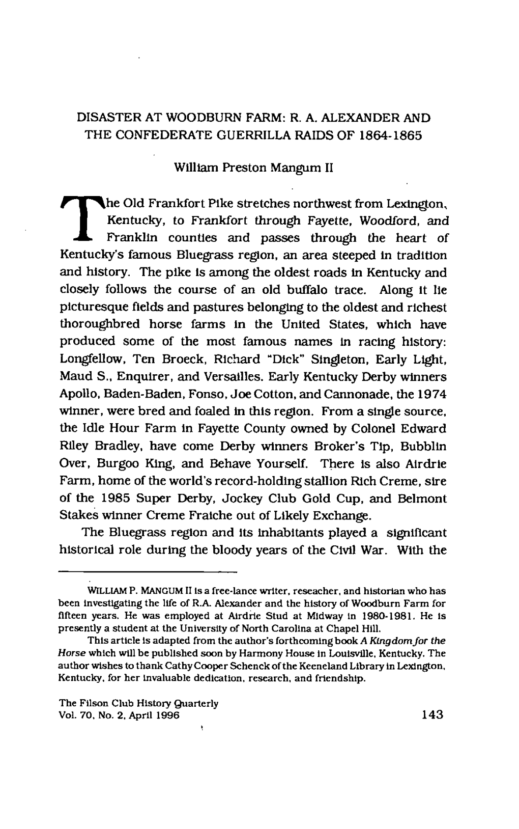 Disaster at Woodburn Farm R.A. Alexander and the Confederate Guerrilla Raids of 1864 1865