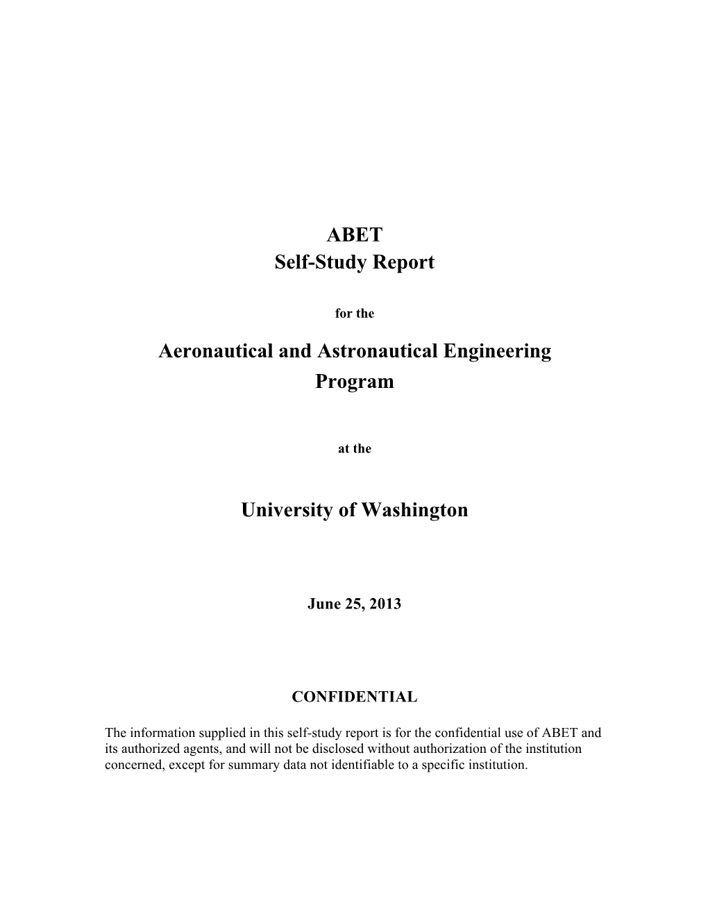 ABET Self-Study Report Aeronautical and Astronautical Engineering