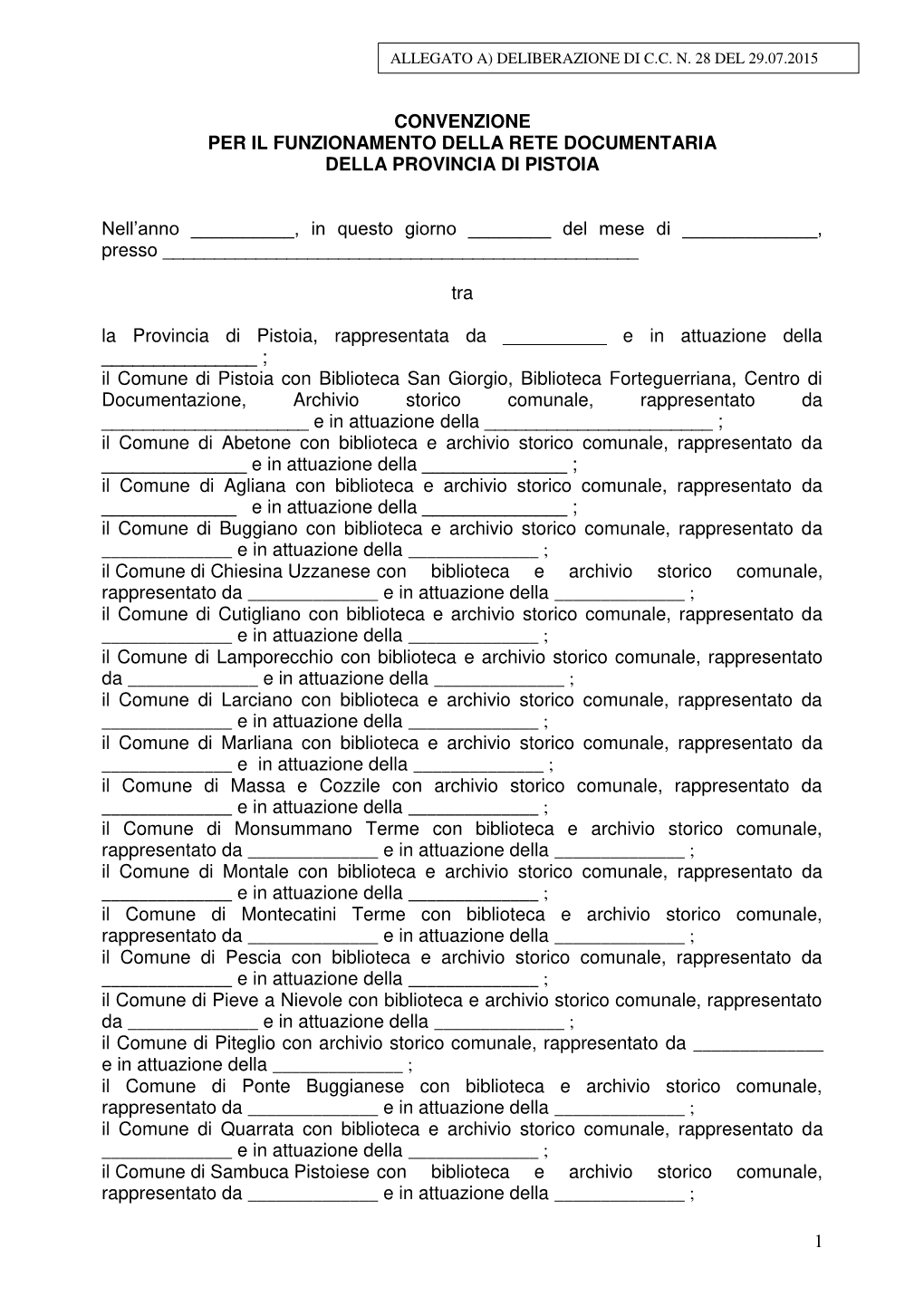 1 Convenzione Per Il Funzionamento Della Rete