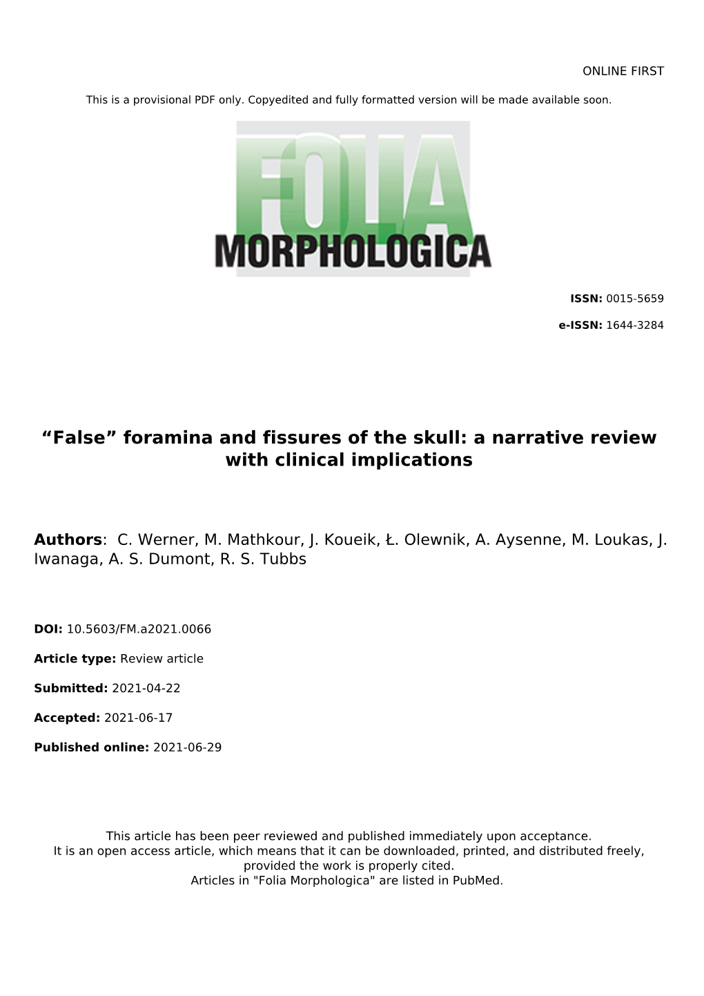 “False” Foramina and Fissures of the Skull: a Narrative Review with Clinical Implications