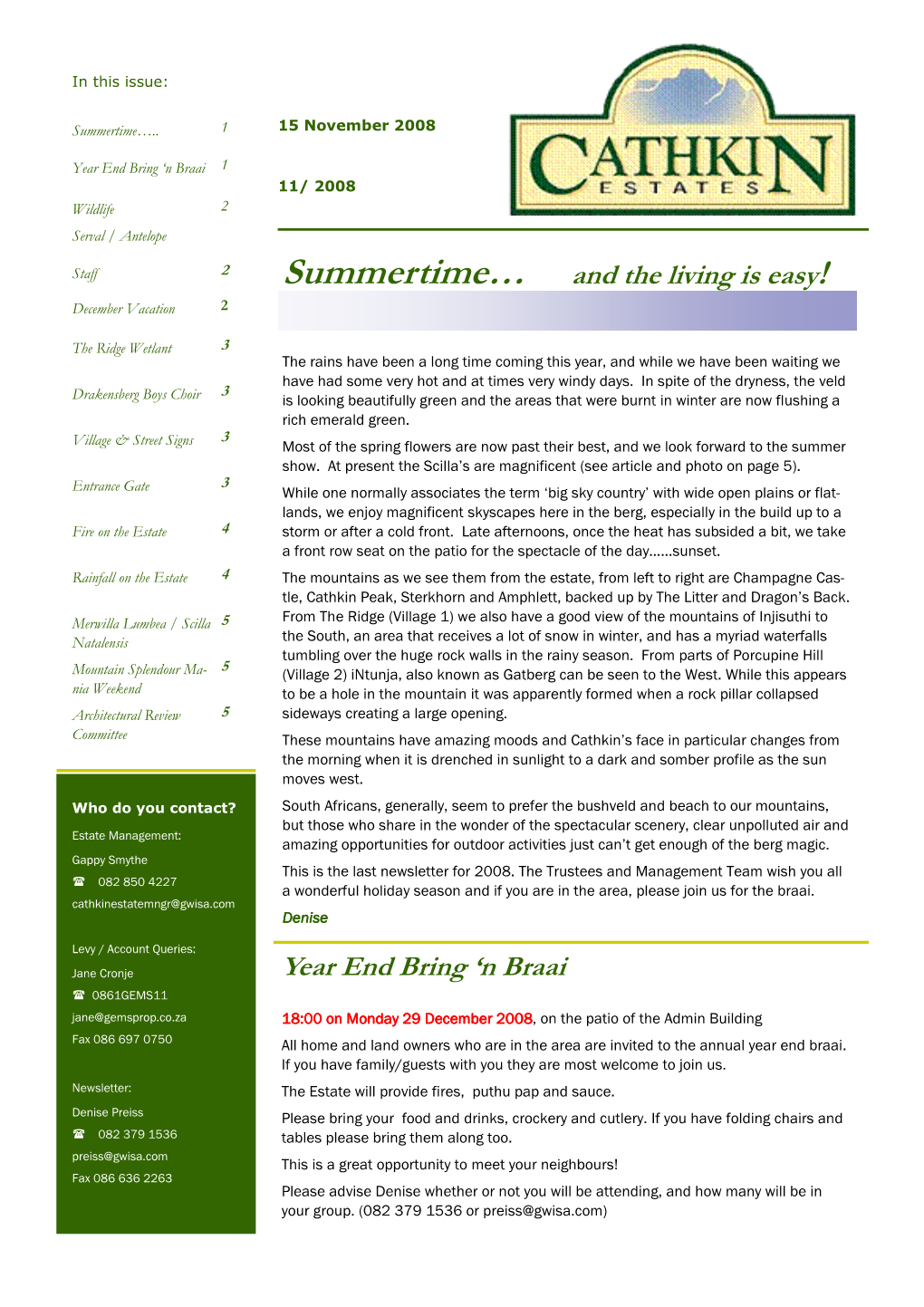 Newsletter November 2008