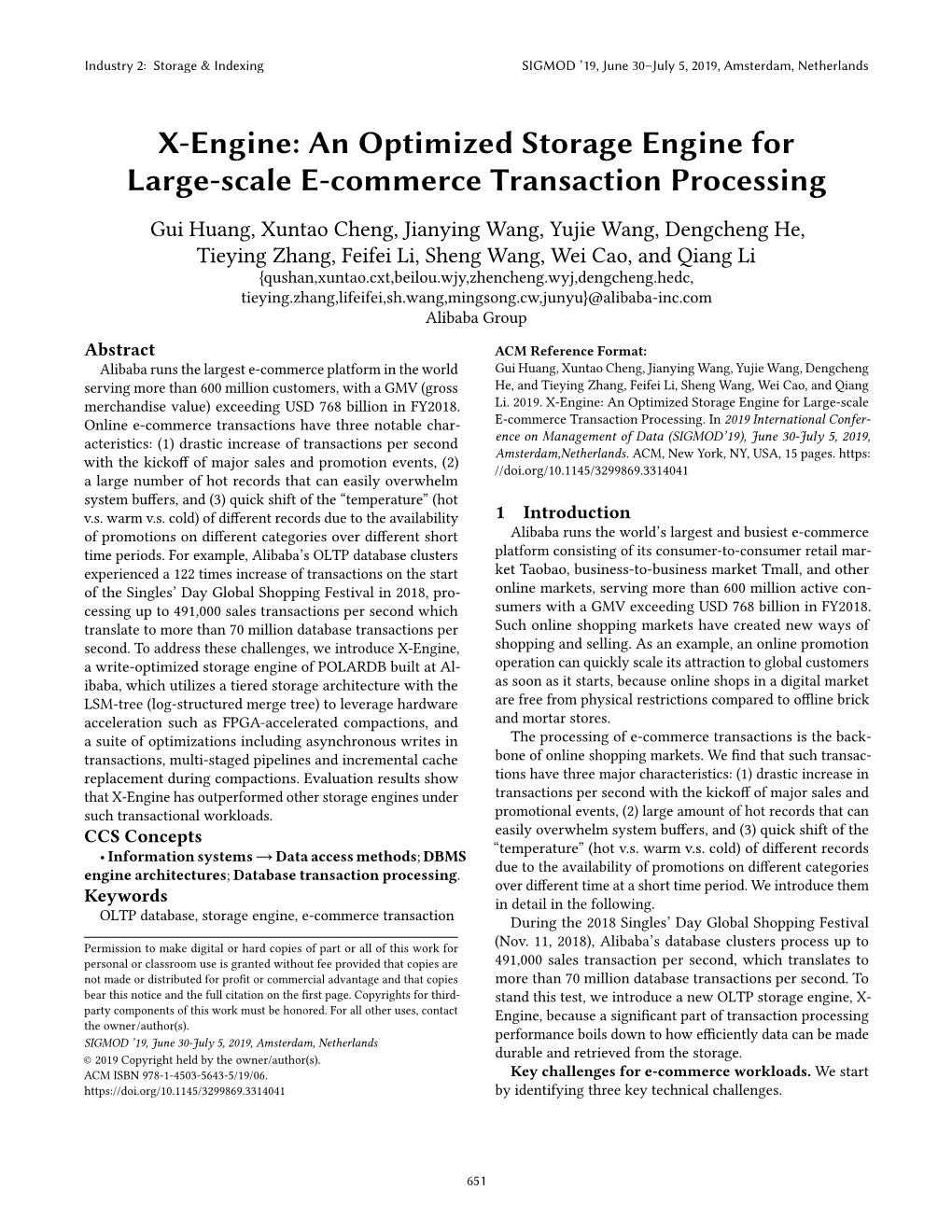An Optimized Storage Engine for Large-Scale E-Commerce