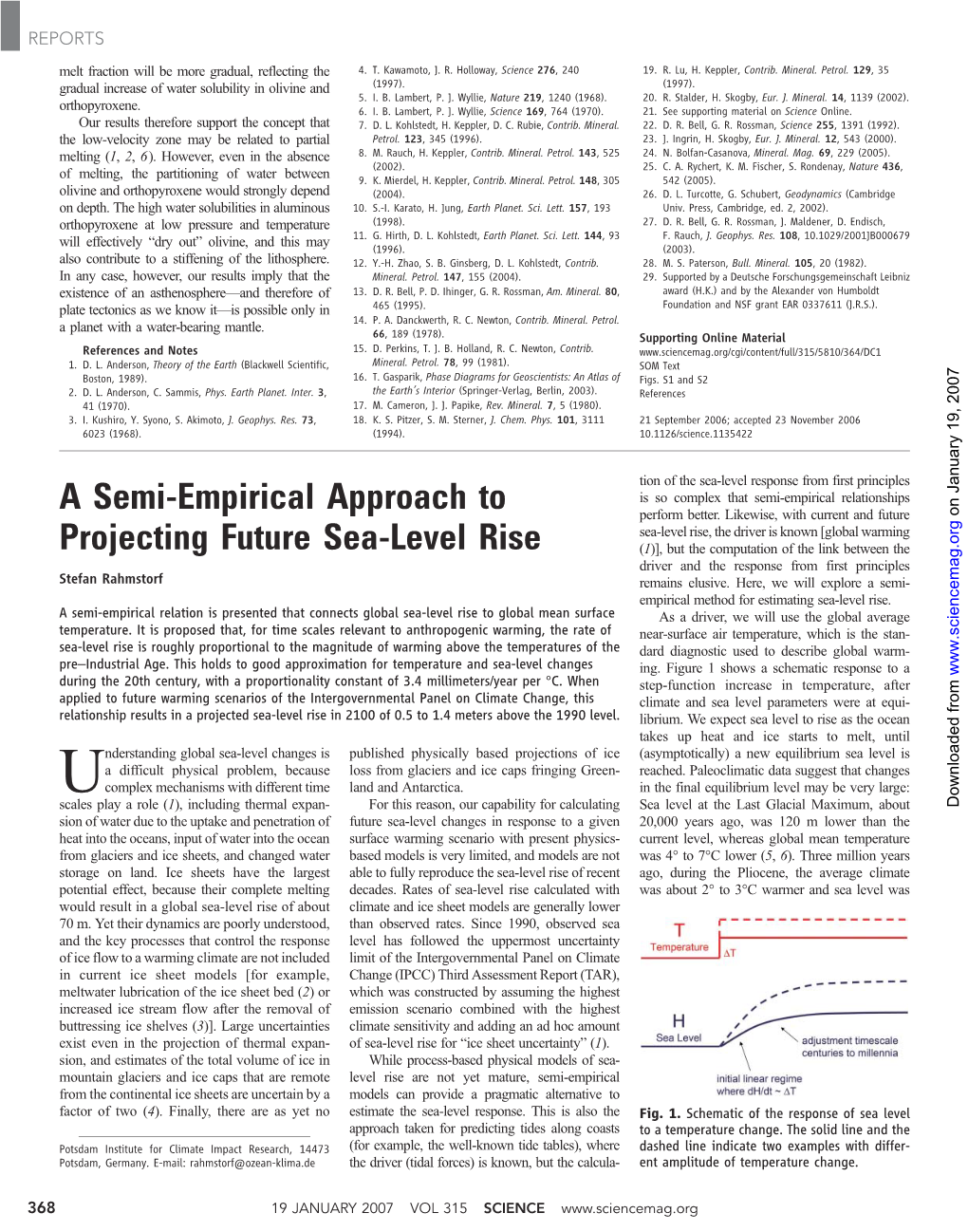 A Semi-Empirical Approach to Projecting Future Sea-Level Rise