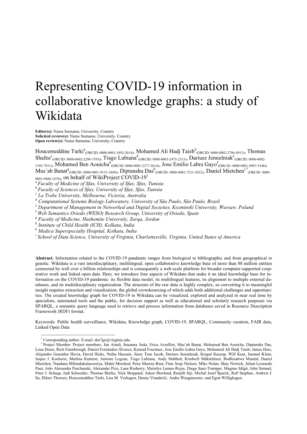 Representing COVID-19 Information in Collaborative Knowledge Graphs: a Study of Wikidata