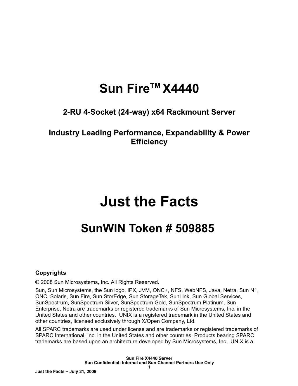 Sun Fire X4440 Server Just the Facts