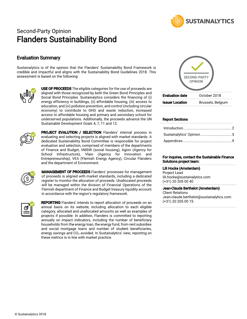 Flanders Sustainability Bond Second-Party Opinion