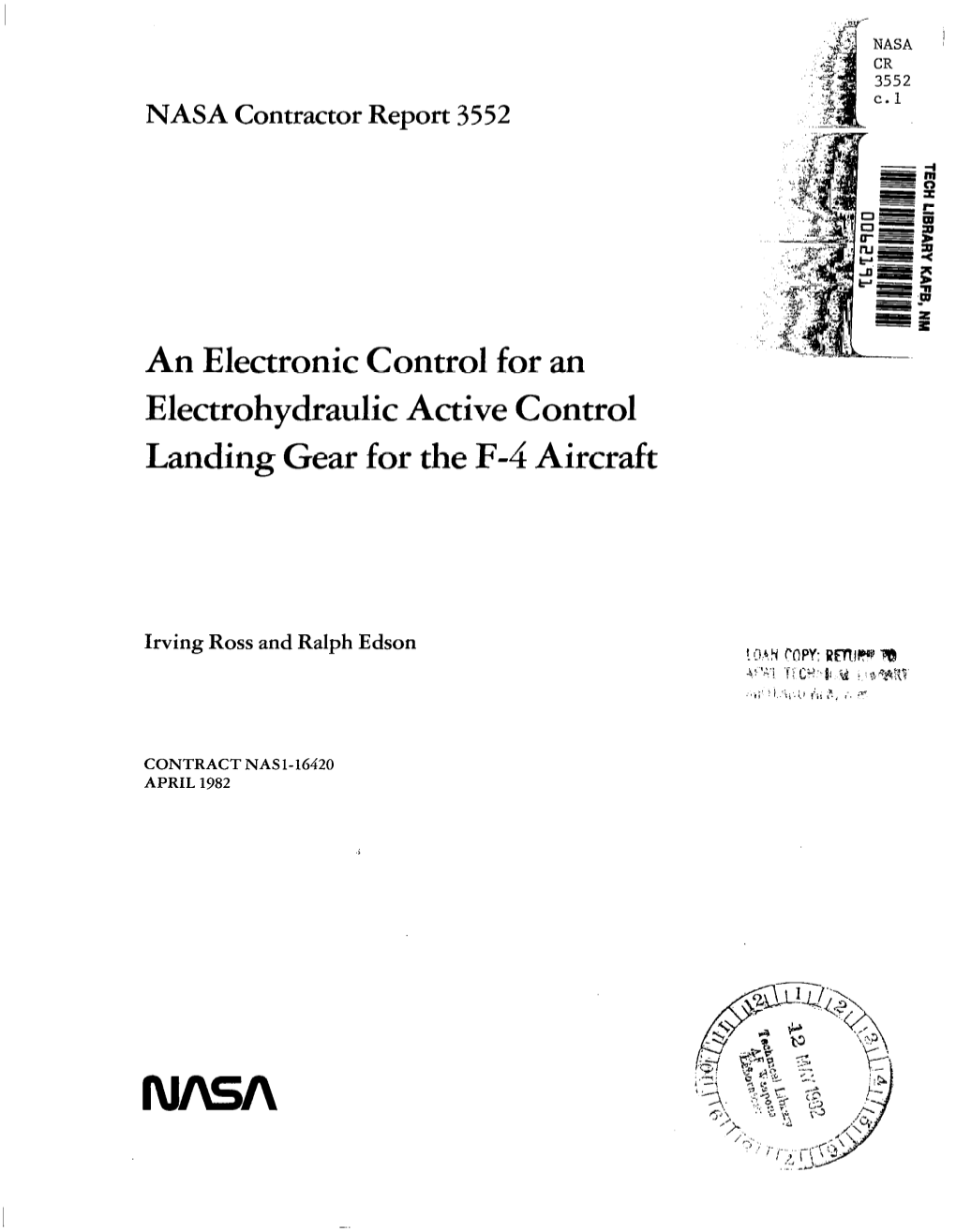 An Electronic Control for an Electrohydraulic Active Control Landing Gear for the F-4 Aircraft