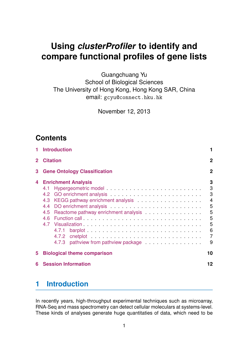 Using Clusterprofiler to Identify and Compare Functional Profiles of Gene