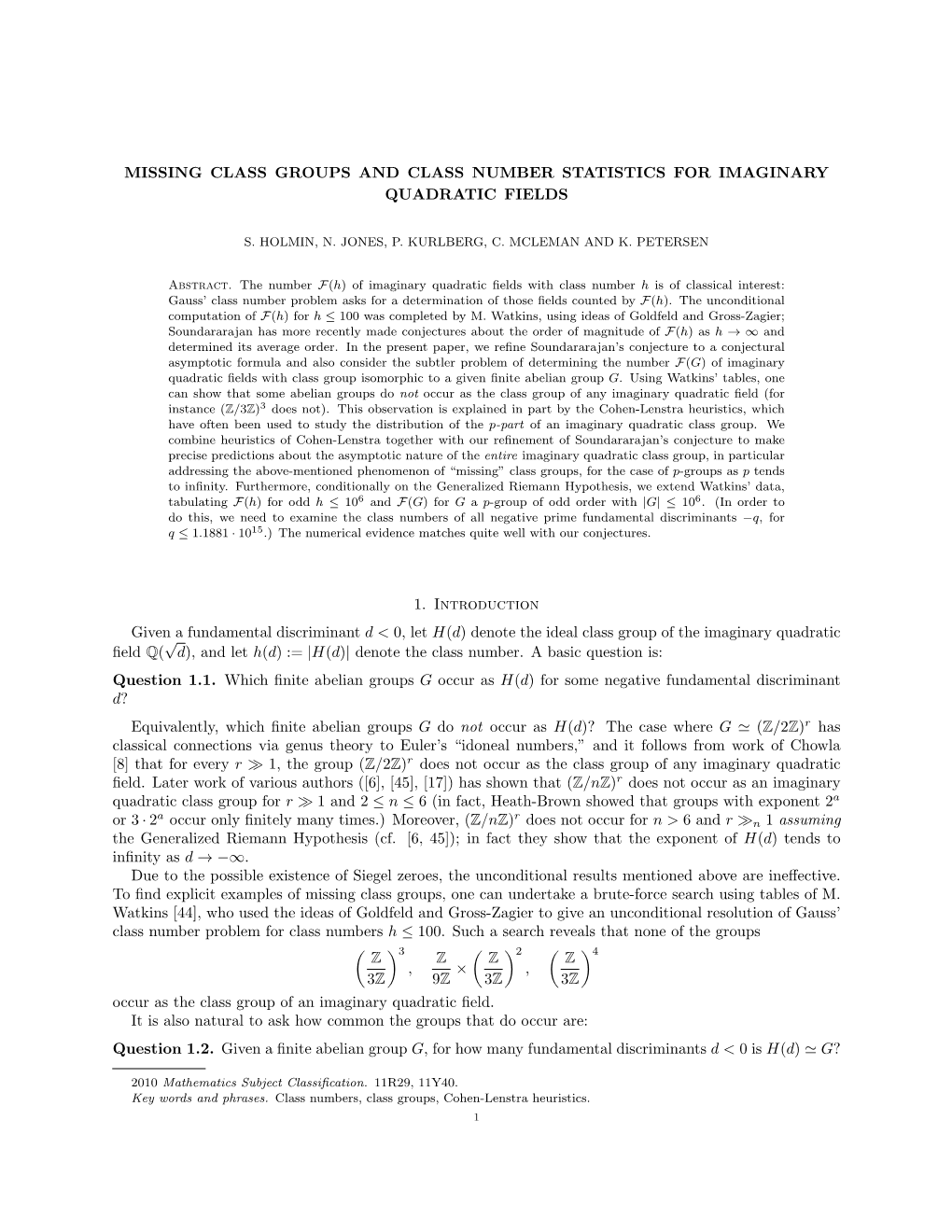 Missing Class Groups and Class Number Statistics for Imaginary Quadratic Fields