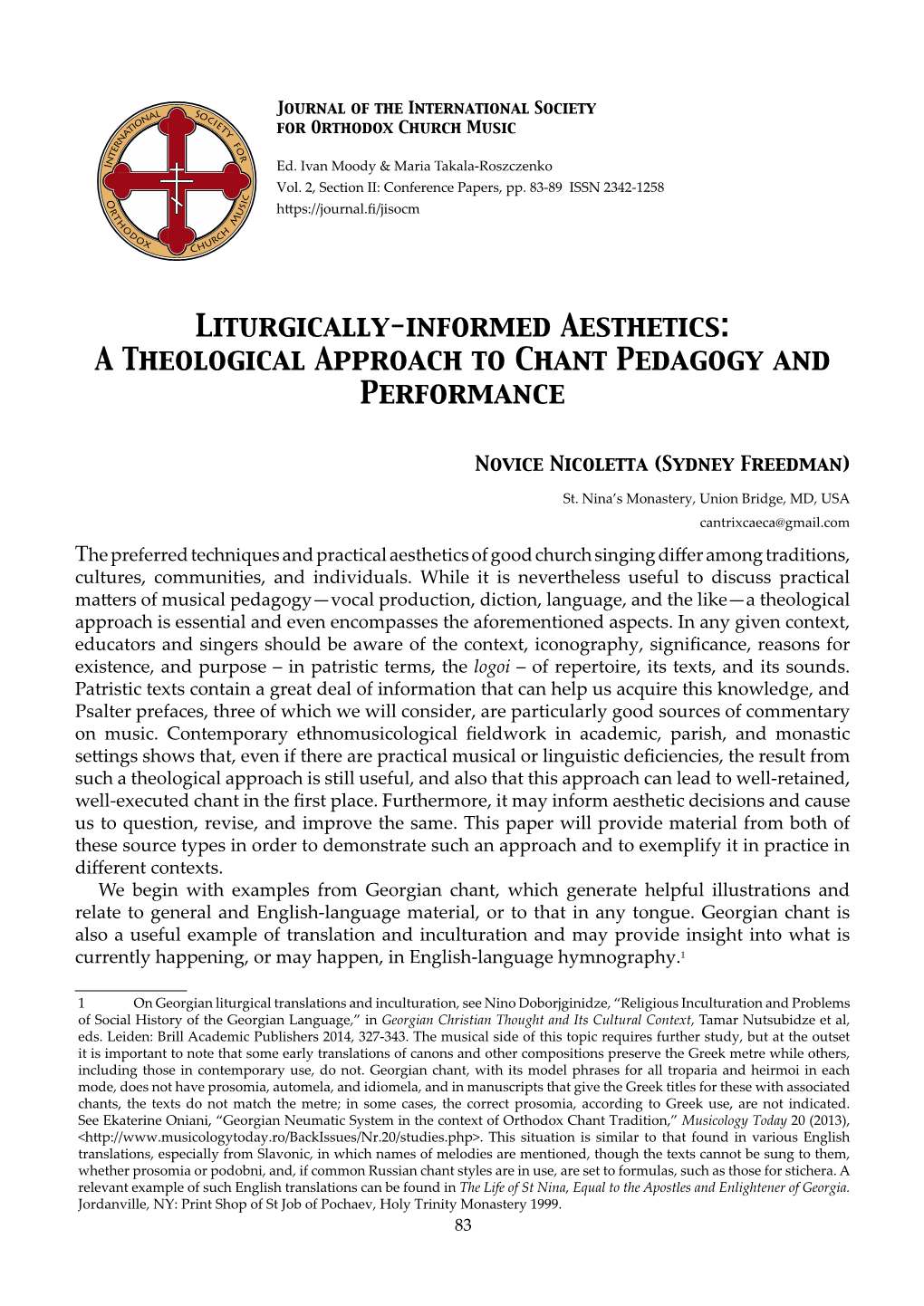 A Theological Approach to Chant Pedagogy and Performance