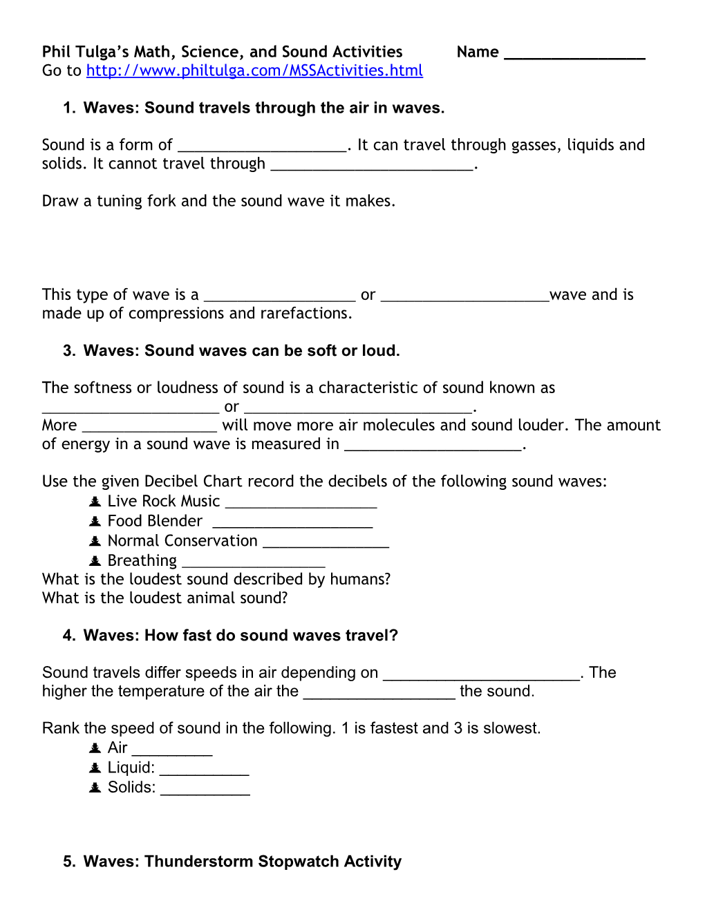 Phil Tulga S Math, Science, and Sound Activities