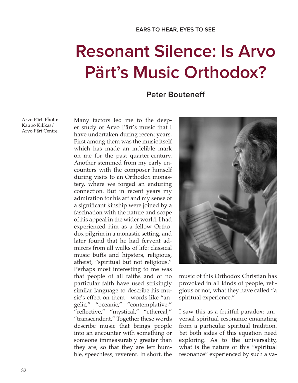 Resonant Silence: Is Arvo Pärt's Music Orthodox?