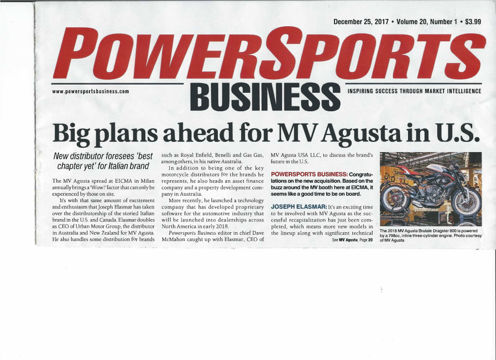 Big Plans Ahead for MV Agosta in U.S