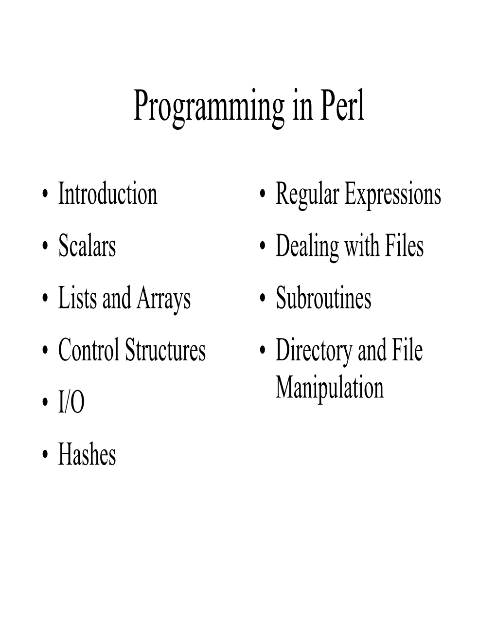 Programming in Perl