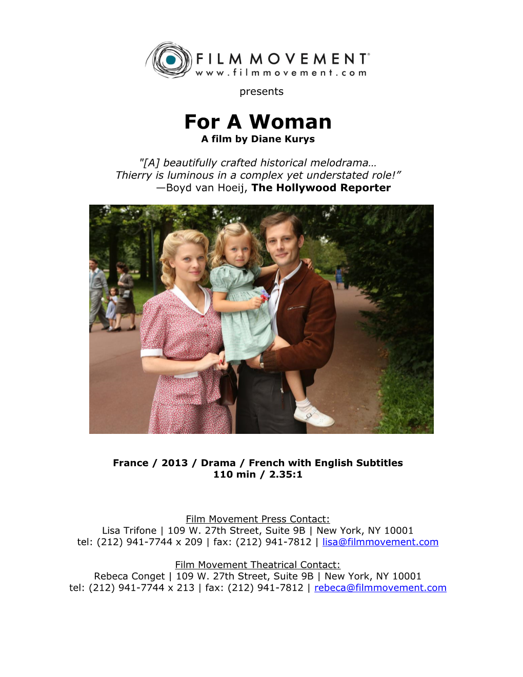 For a Woman a Film by Diane Kurys