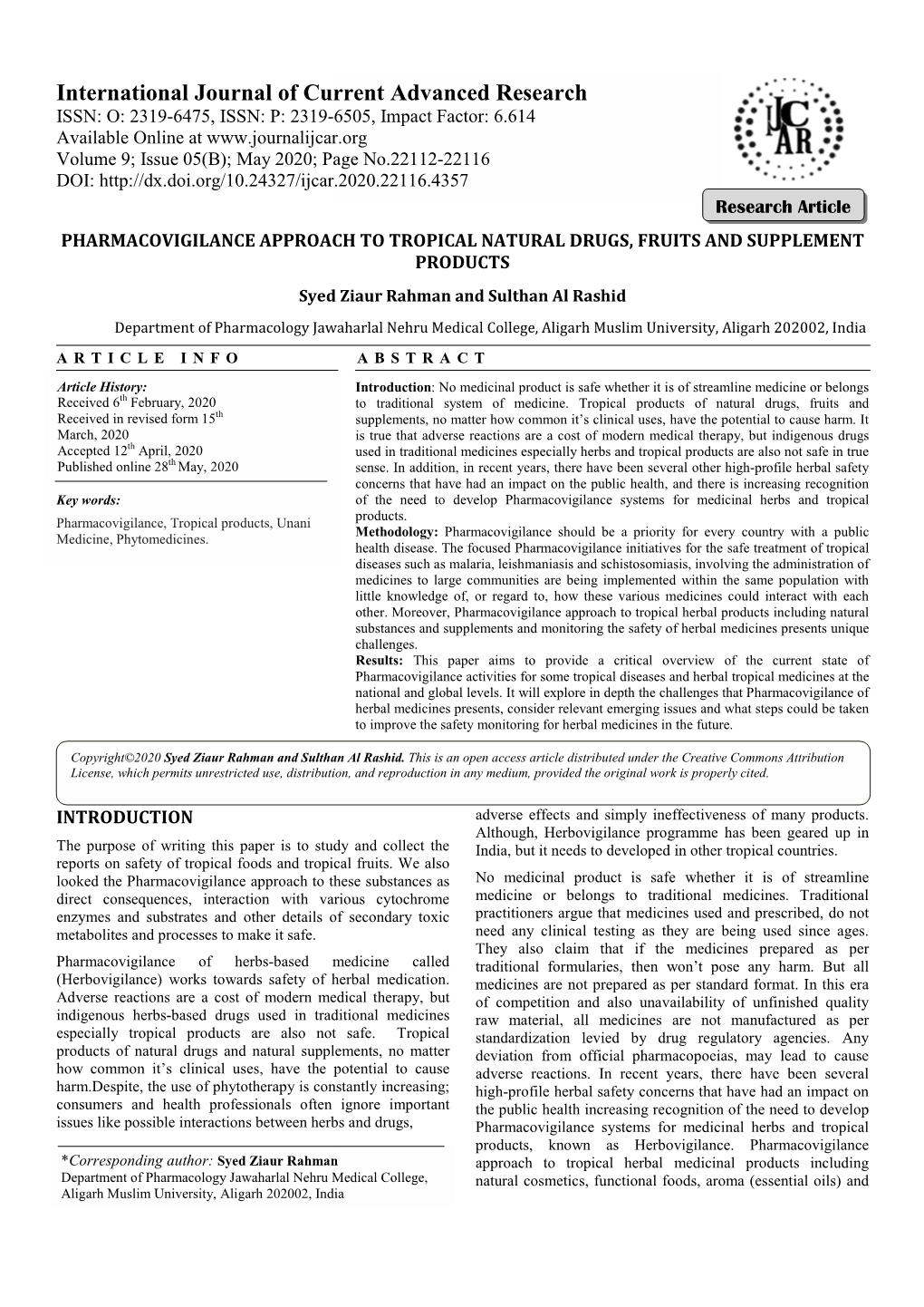 International Journal of Current Advan Urnal of Current Advanced Research