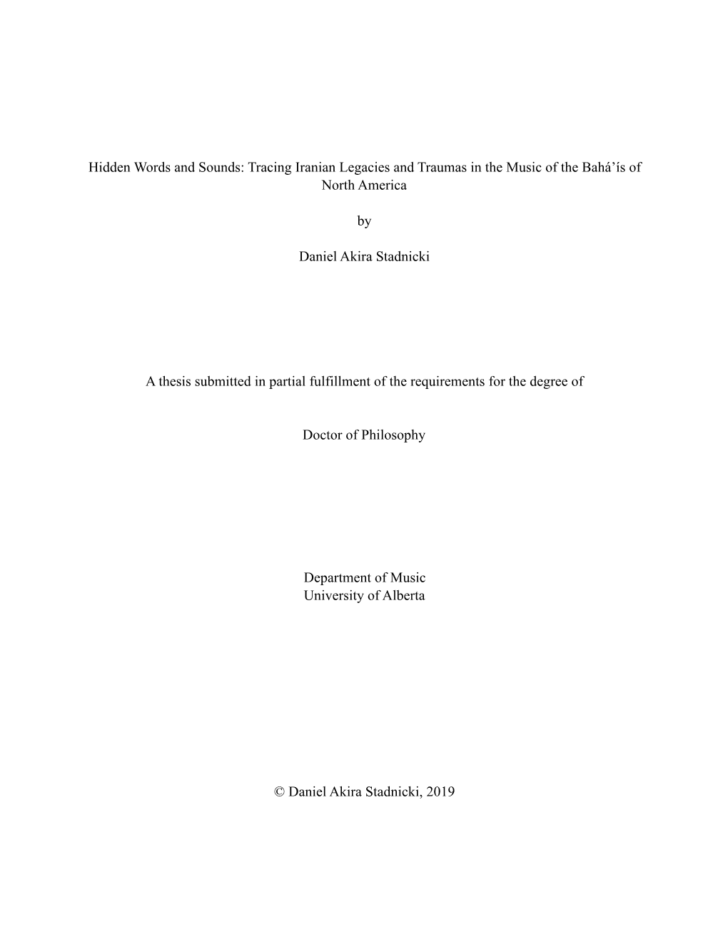 Stadnicki Dissertation Second Draft March