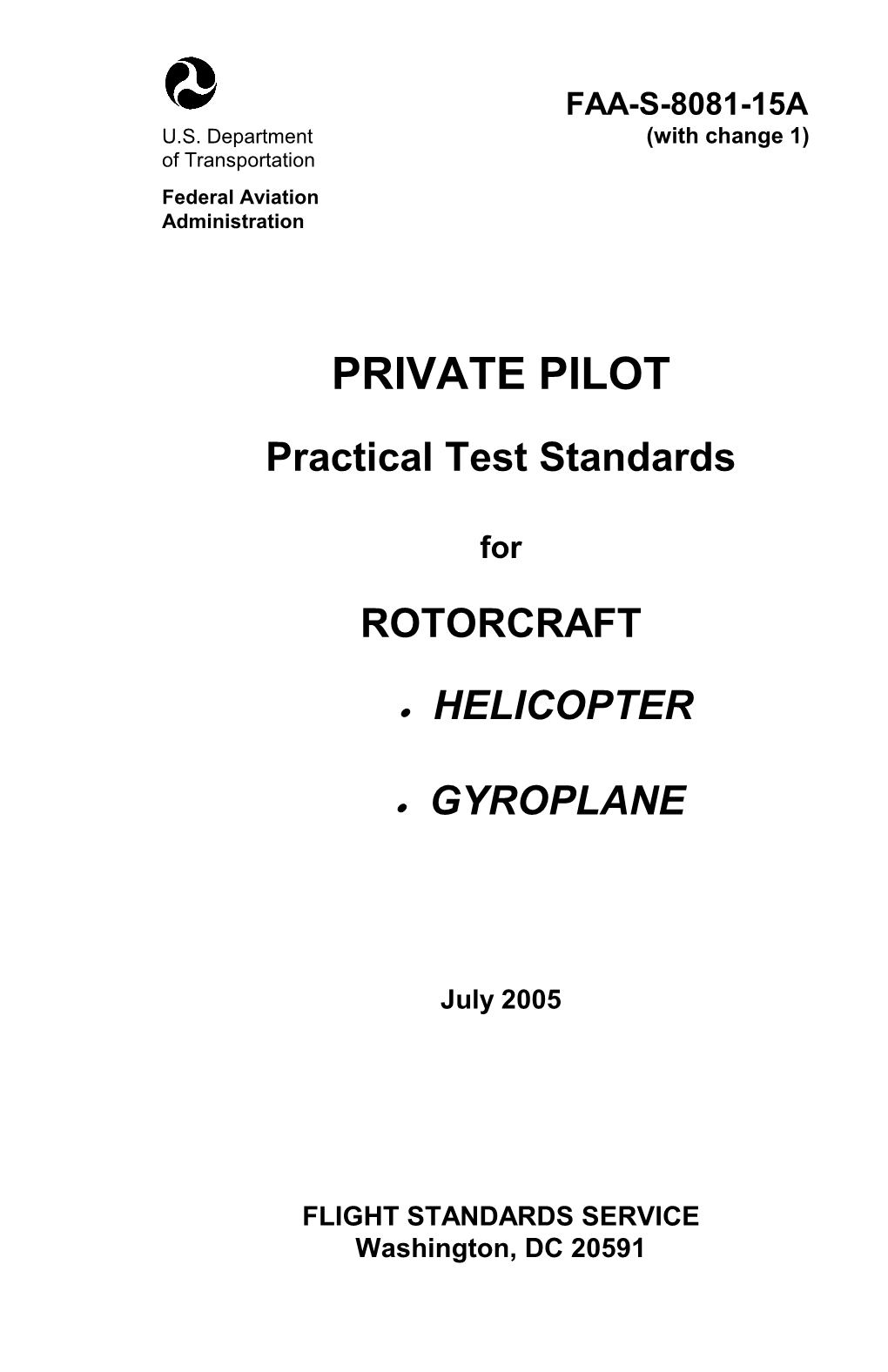 Private Pilot Practical Test Standards for Rotorcraft