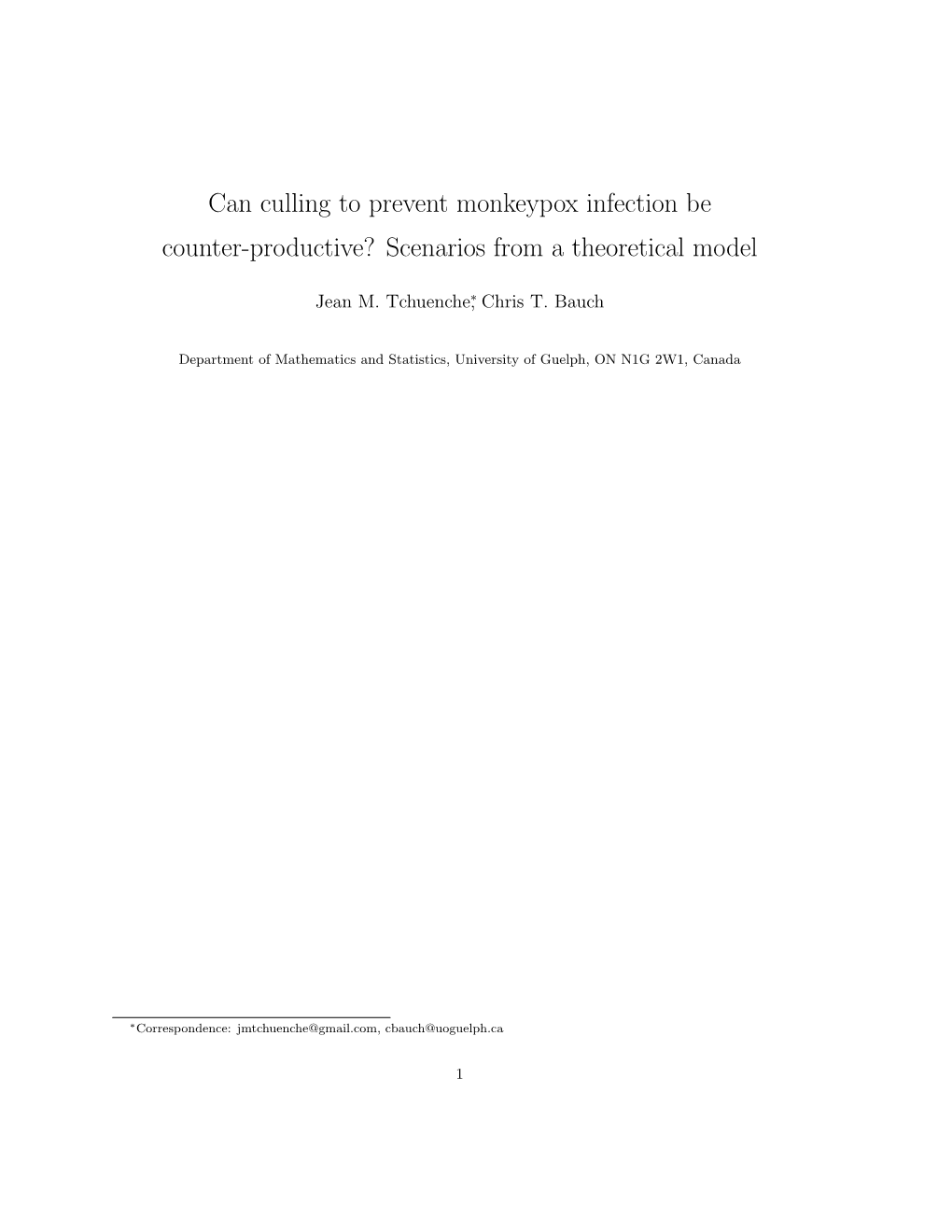 Can Culling to Prevent Monkeypox Infection Be Counter-Productive? Scenarios from a Theoretical Model