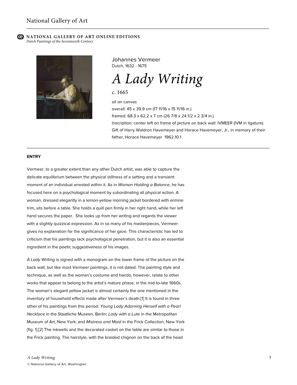 A Lady Writing C