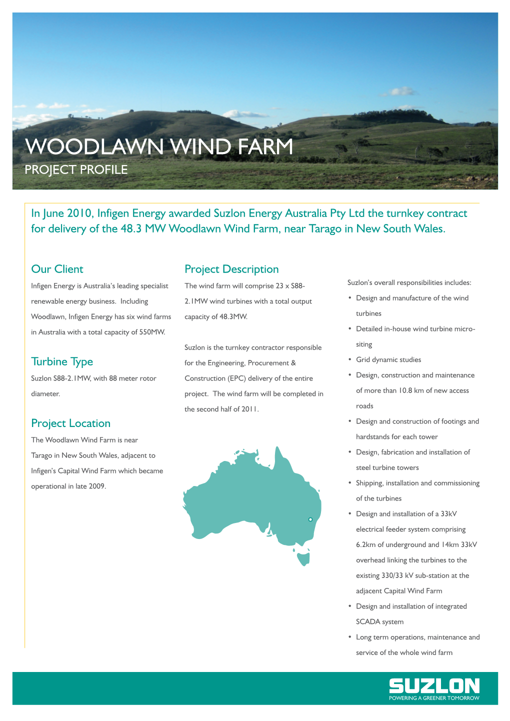 Woodlawn WIND FARM PROJECT PROFILE