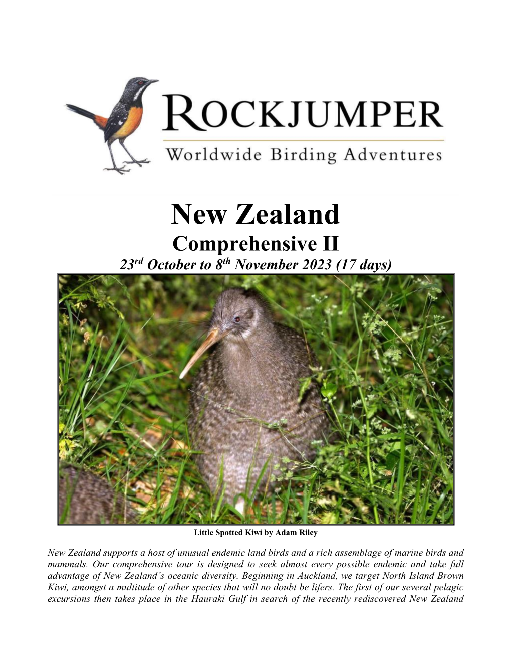 New Zealand Comprehensive II 23Rd October to 8Th November 2023 (17 Days)