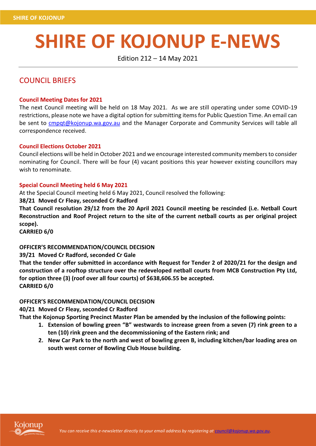 Shire of Kojonup E-News